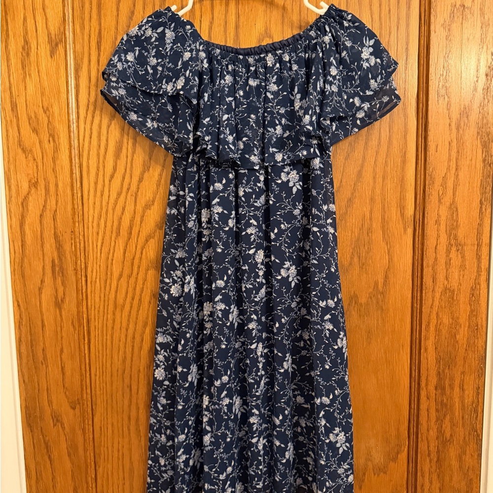 Eliza J Strapless Navy Blue Floral Dress